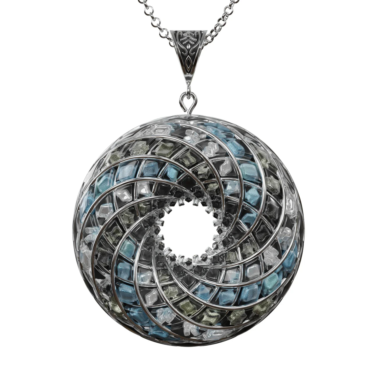 Custom Superluminal Spiral - iZ Crystal Toroidal Pendant