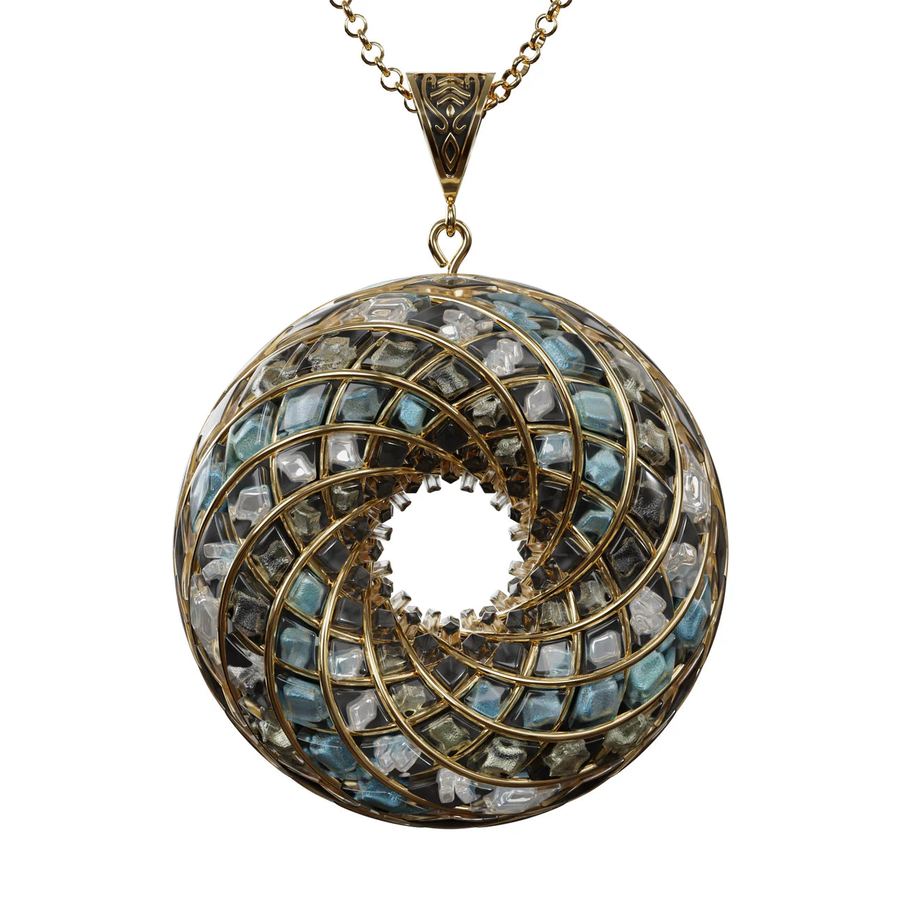 Custom Superluminal Spiral - iZ Crystal Toroidal Pendant