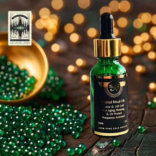 Sacred Green Caviar with 24K Gold Aging, Plump, UV