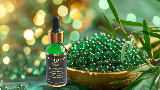 Sacred Green Caviar with 24K Gold Aging, Plump, UV