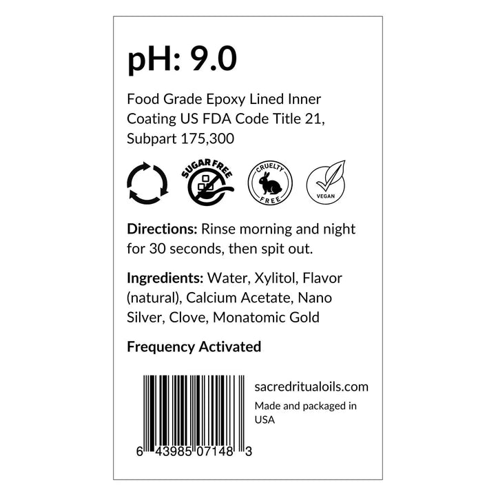 Nano/Colloidal Silver Sacred MouthWash with Monatomic Plasma Gold